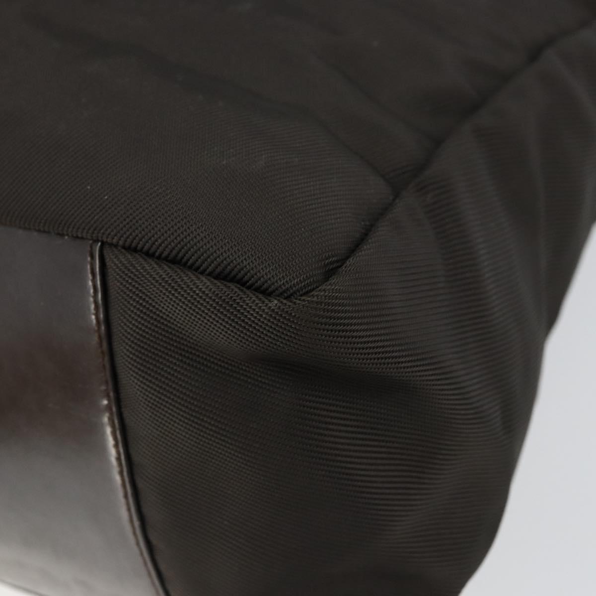 GUCCI Bamboo Hand Bag Nylon 2way Brown Silver 000 2404 0509 Auth ep11487