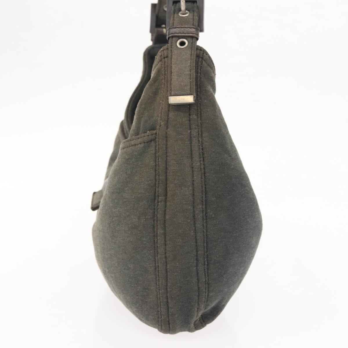 FENDI Mamma Baguette Shoulder Bag cotton Gray Auth ep11488