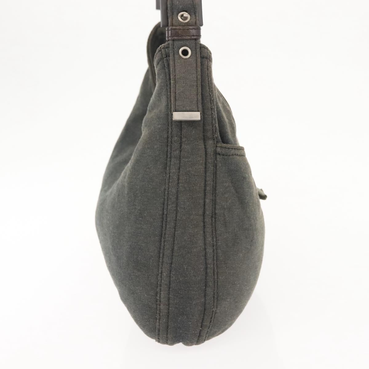 FENDI Mamma Baguette Shoulder Bag cotton Gray Auth ep11488