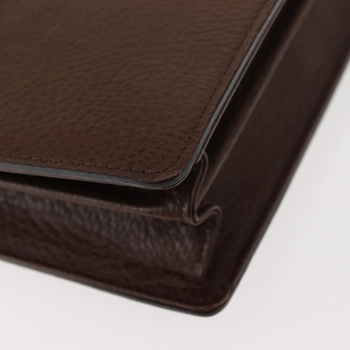 BURBERRY Clutch Bag Leather Brown Gold Auth ep11492