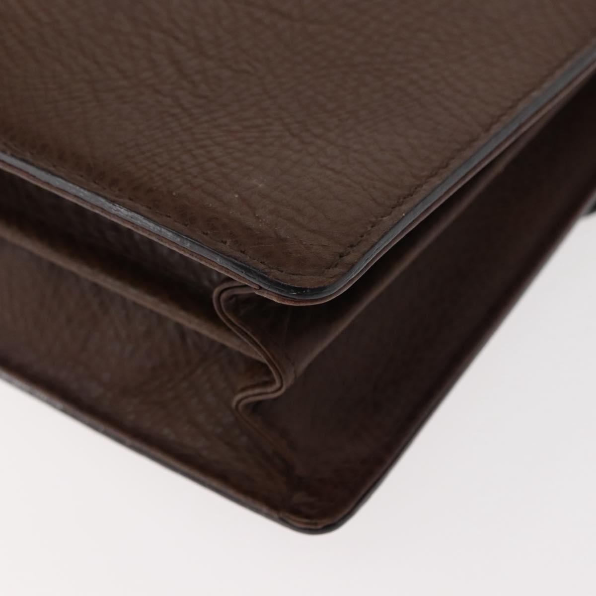 BURBERRY Clutch Bag Leather Brown Gold Auth ep11492