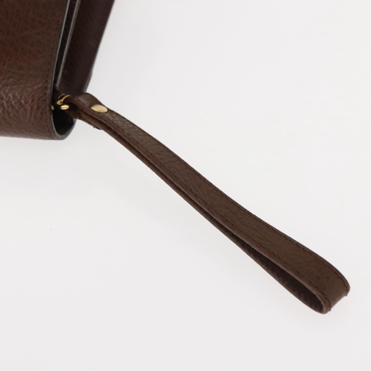 BURBERRY Clutch Bag Leather Brown Gold Auth ep11492