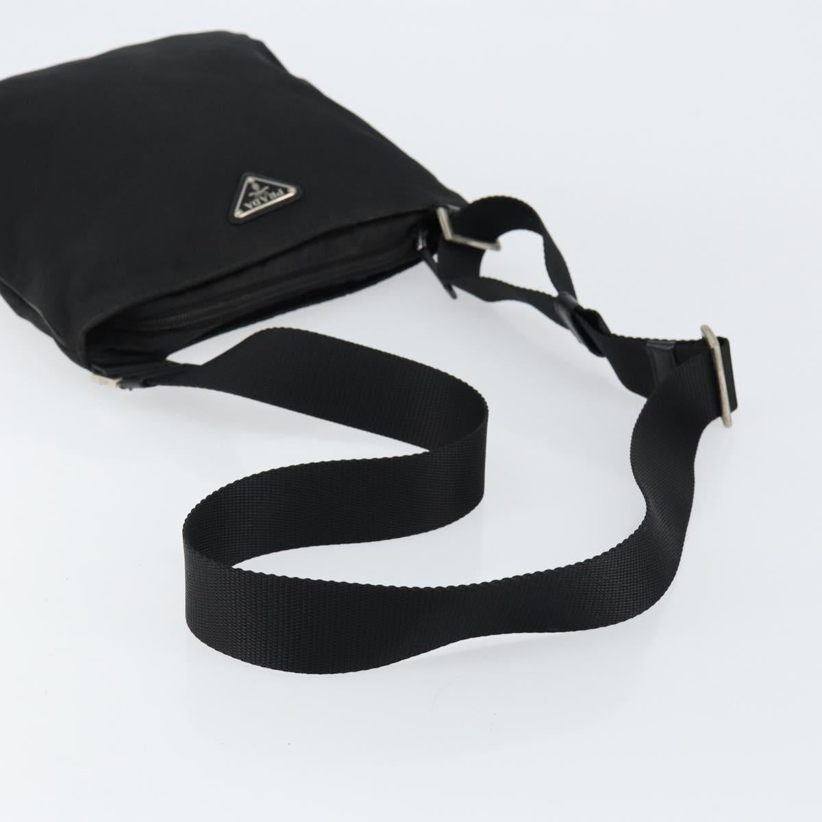 PRADA Shoulder Bag Nylon Black Silver Auth ep11496