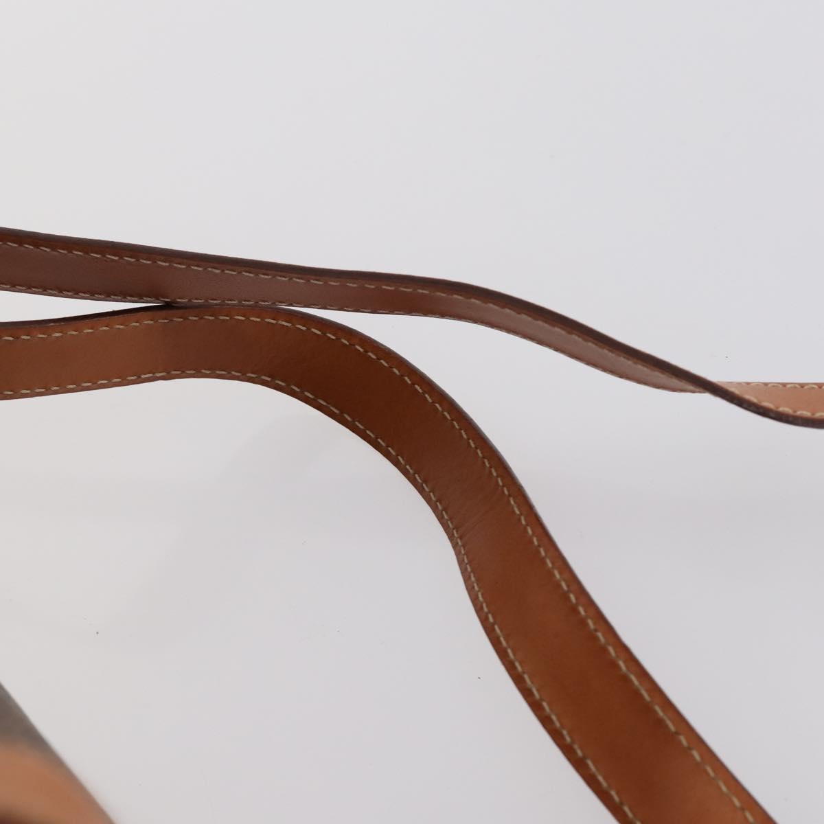 CELINE Macadam Canvas Backpack PVC Leather Brown Gold Auth ep11505