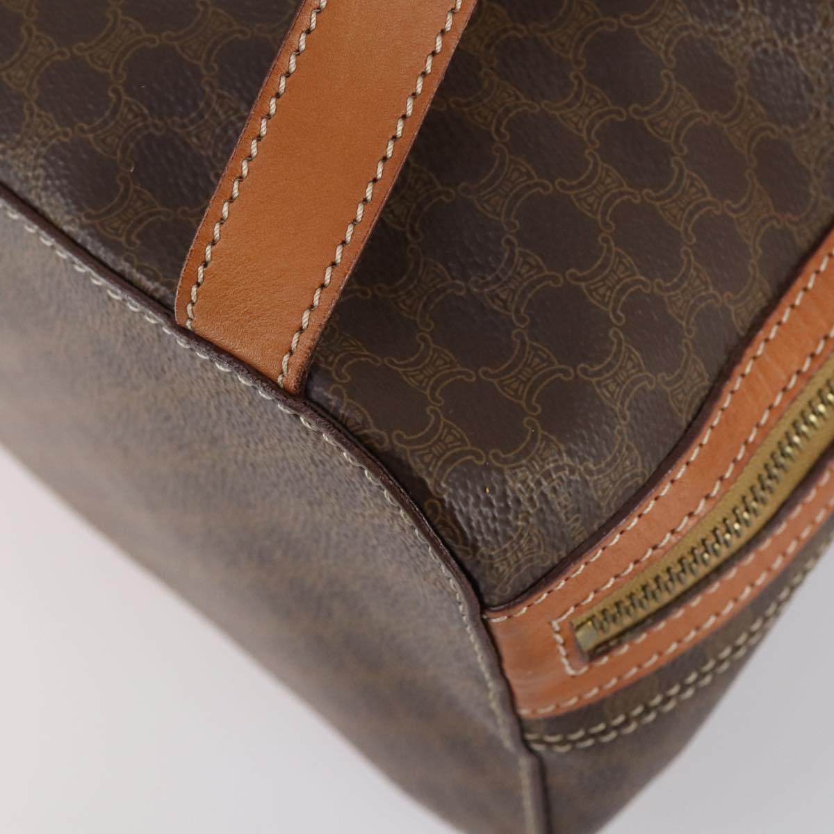 CELINE Macadam Canvas Backpack PVC Leather Brown Gold Auth ep11505