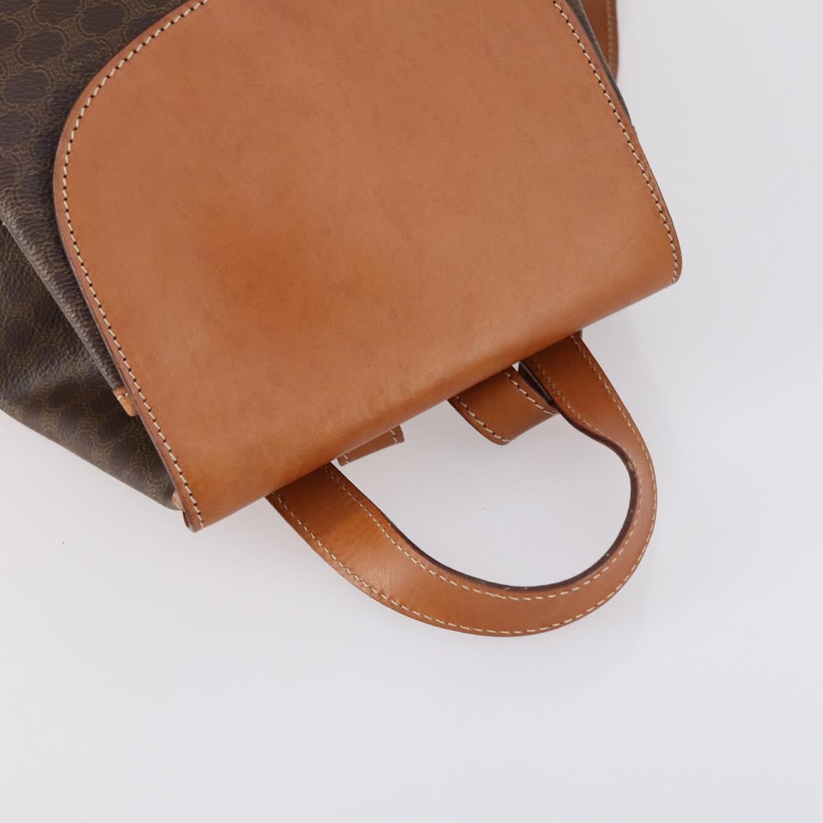 CELINE Macadam Canvas Backpack PVC Leather Brown Gold Auth ep11505