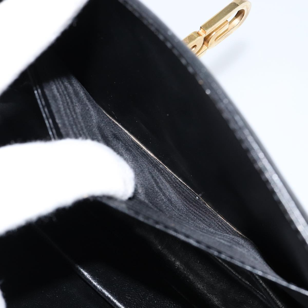 GUCCI Shoulder Bag Leather Black Gold Auth ep11506