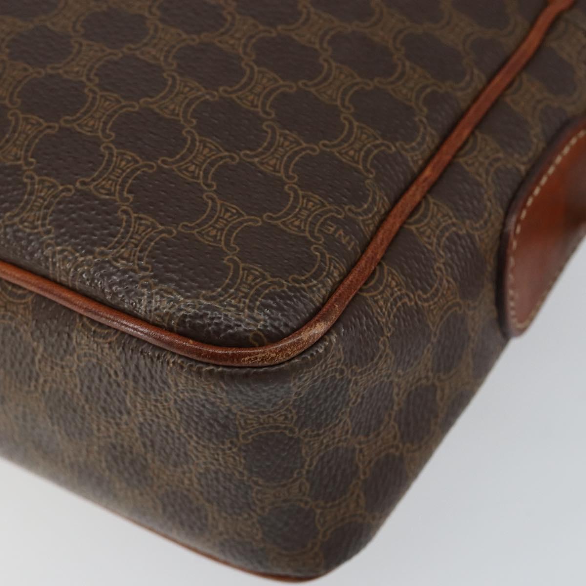 CELINE Macadam Canvas Shoulder Bag PVC Leather Brown Gold Auth ep11508