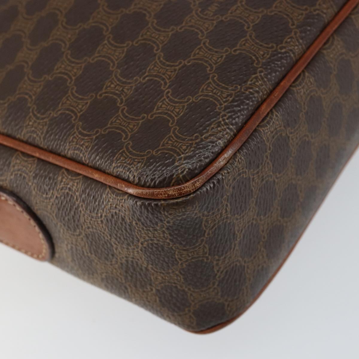 CELINE Macadam Canvas Shoulder Bag PVC Leather Brown Gold Auth ep11508