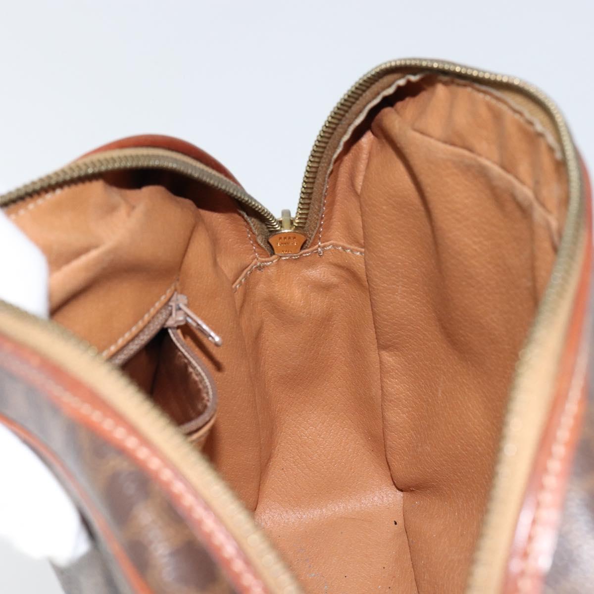 CELINE Macadam Canvas Shoulder Bag PVC Leather Brown Gold Auth ep11508