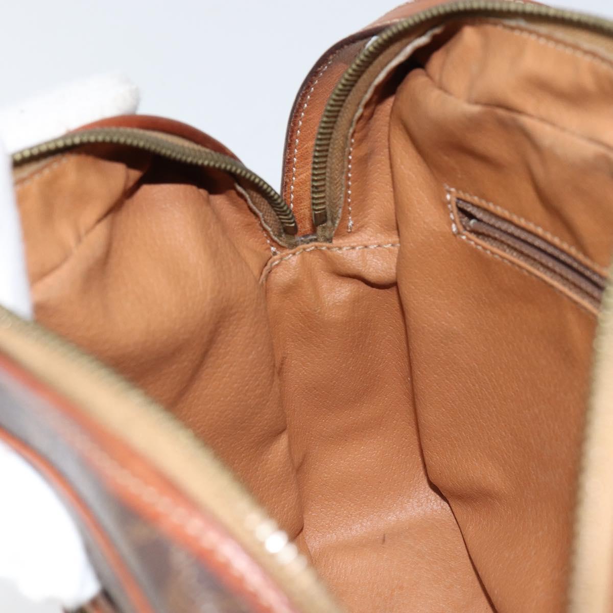 CELINE Macadam Canvas Shoulder Bag PVC Leather Brown Gold Auth ep11508