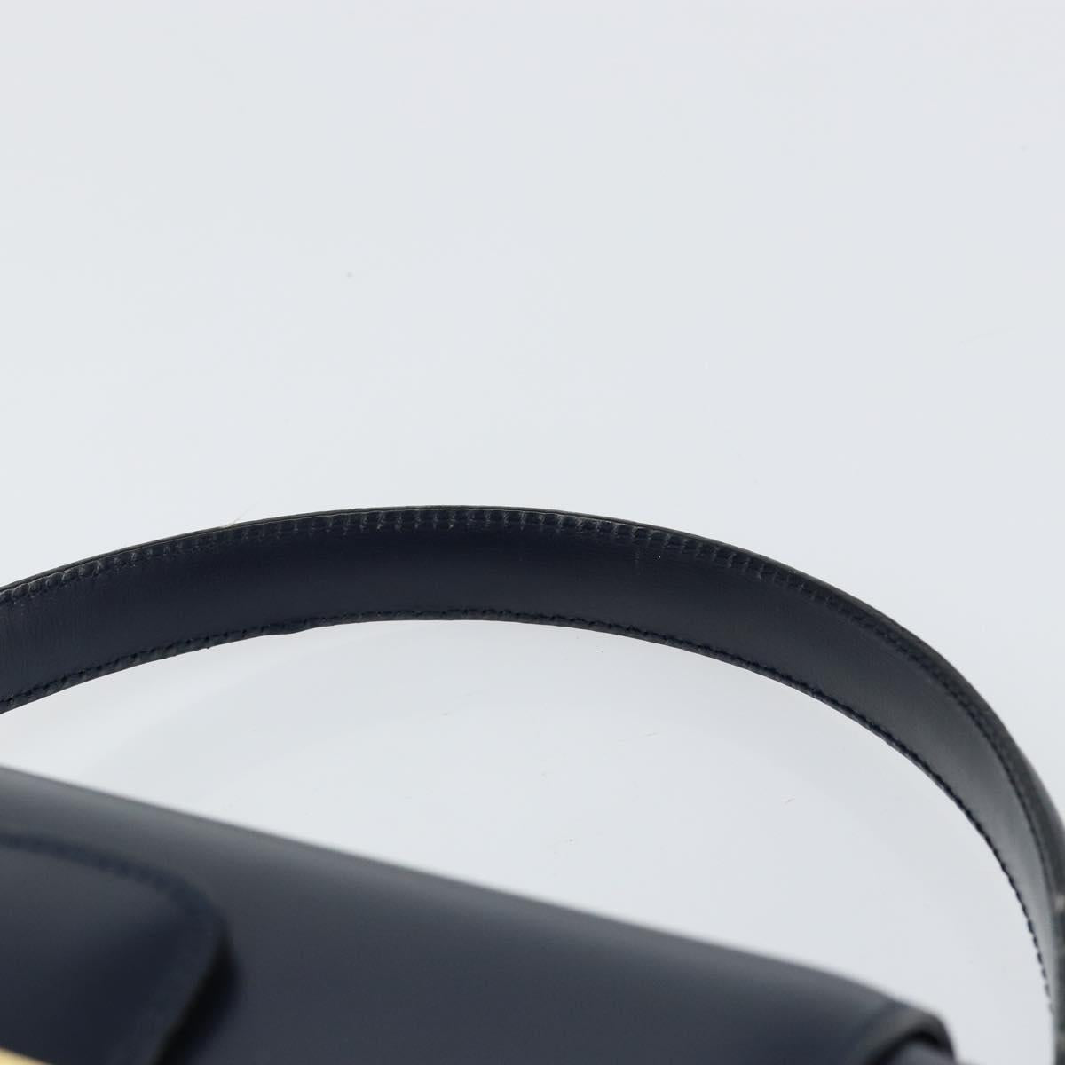 CELINE Horse Carriage Hand Bag Leather Navy Gold Auth ep11510