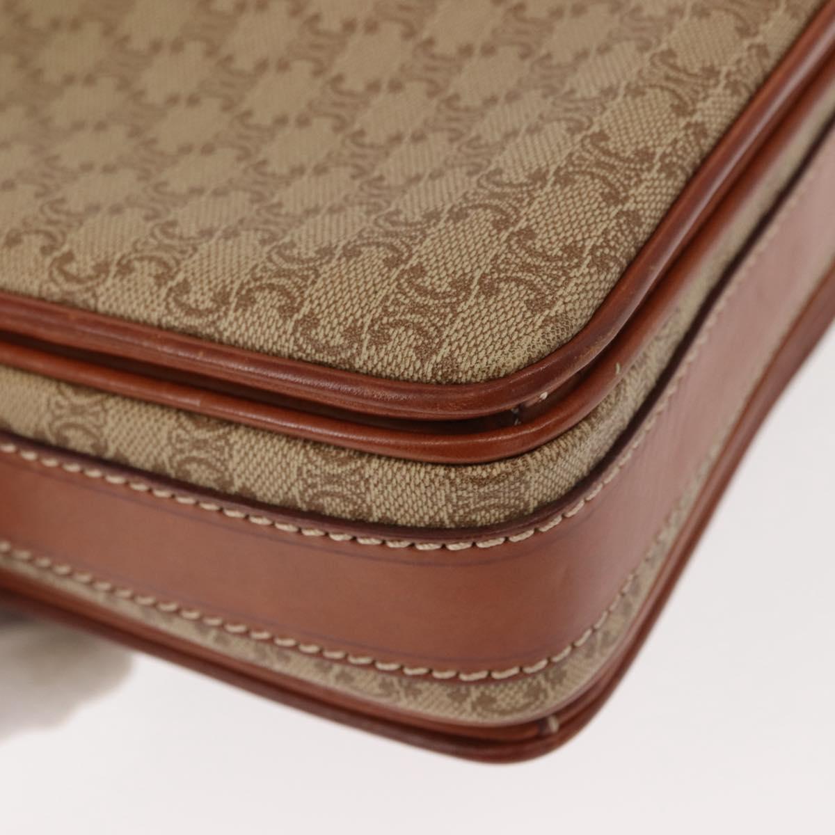 CELINE Macadam Canvas Shoulder Bag PVC Beige Gold Auth ep11511