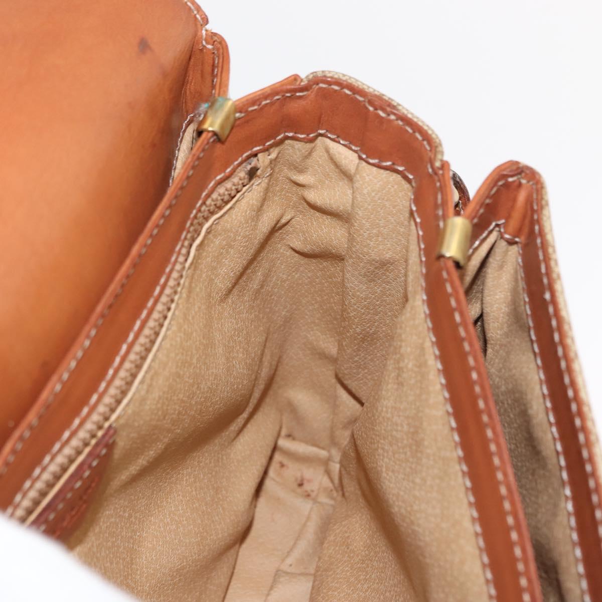 CELINE Macadam Canvas Shoulder Bag PVC Beige Gold Auth ep11511