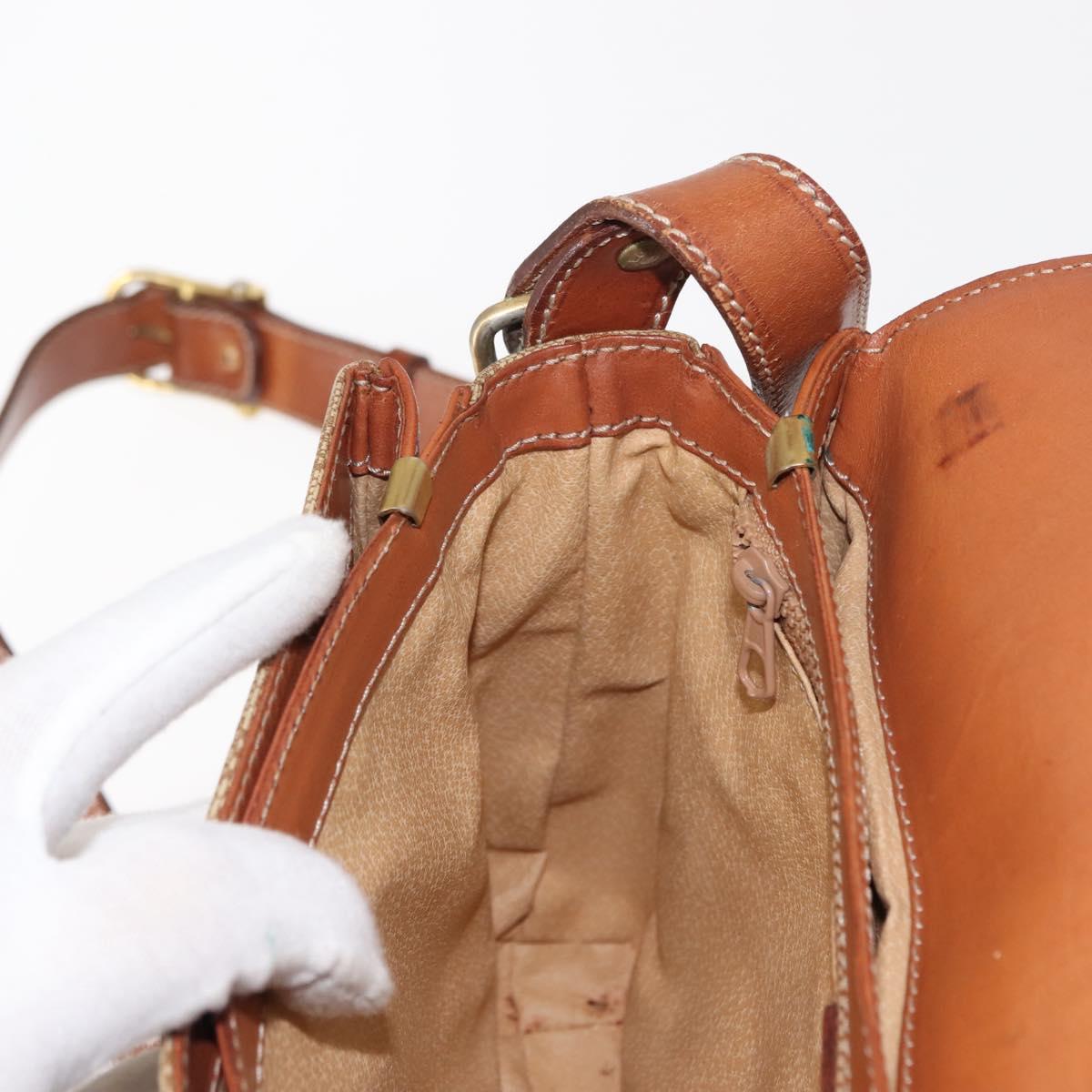 CELINE Macadam Canvas Shoulder Bag PVC Beige Gold Auth ep11511