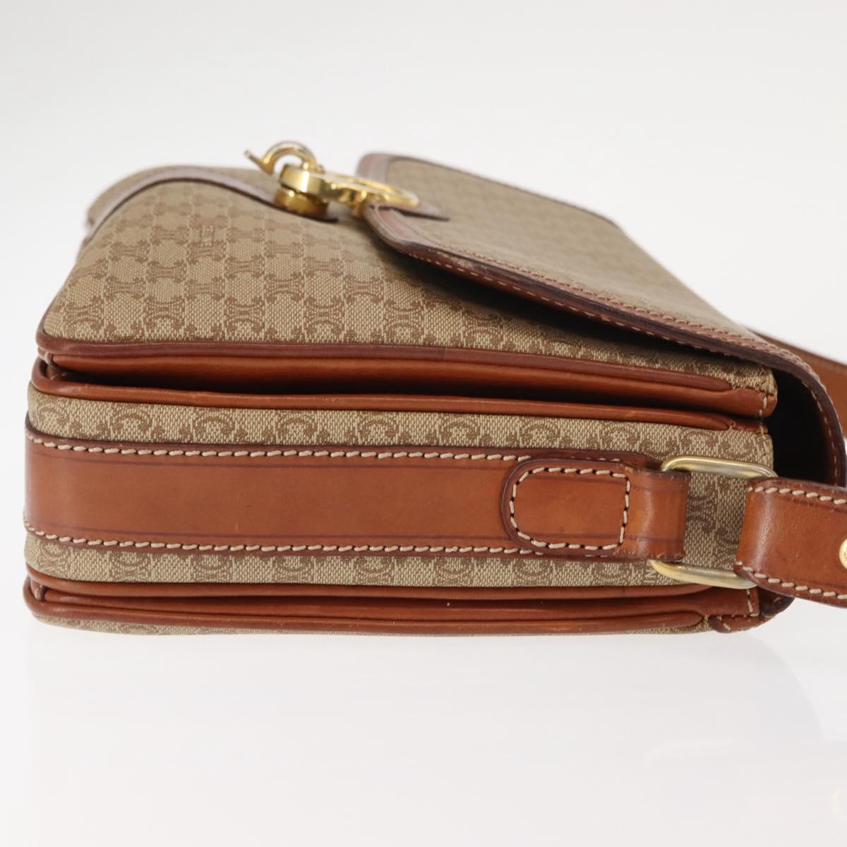 CELINE Macadam Canvas Shoulder Bag PVC Beige Gold Auth ep11511