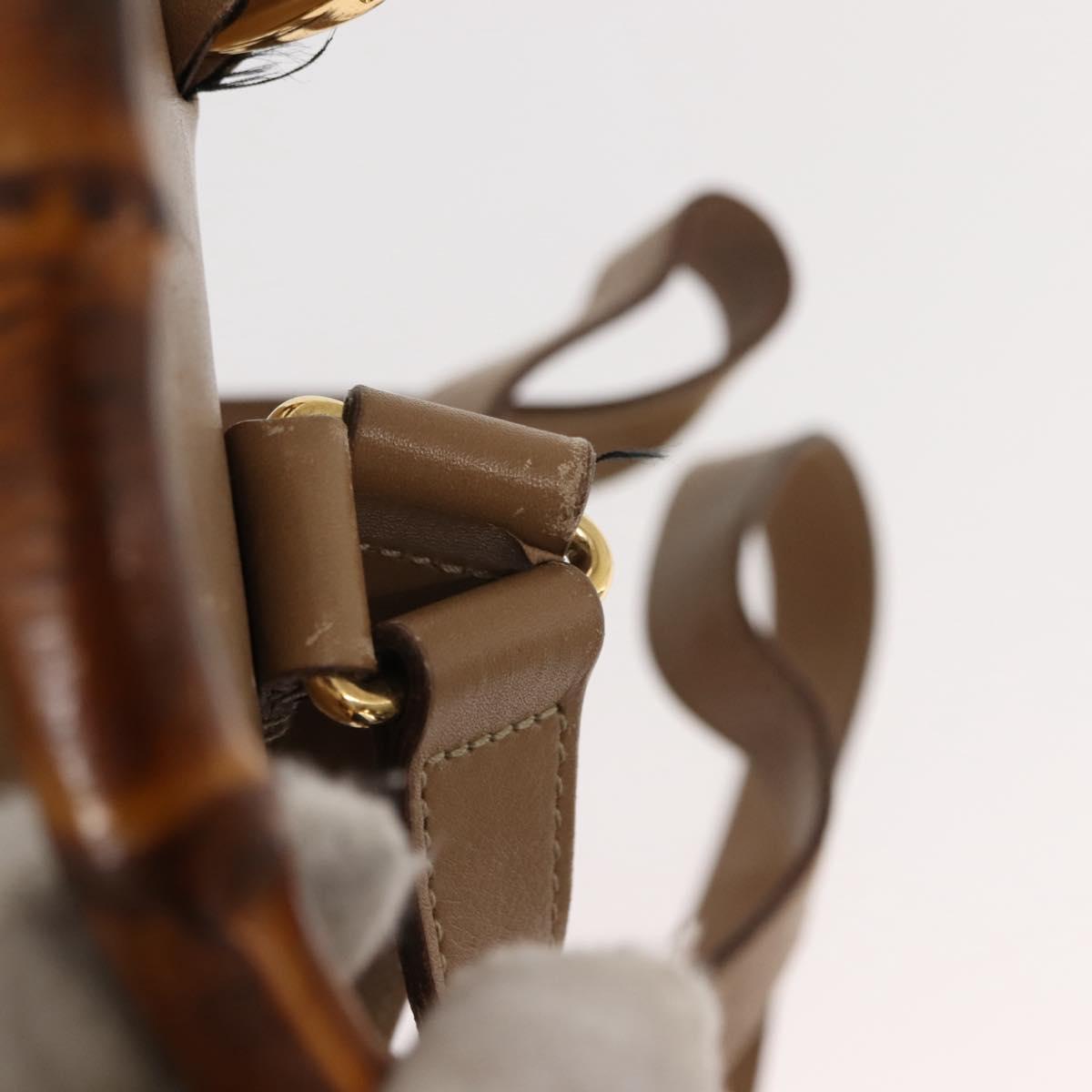 GUCCI Bamboo Backpack Leather Beige Gold 003 3444 0030 Auth ep11512