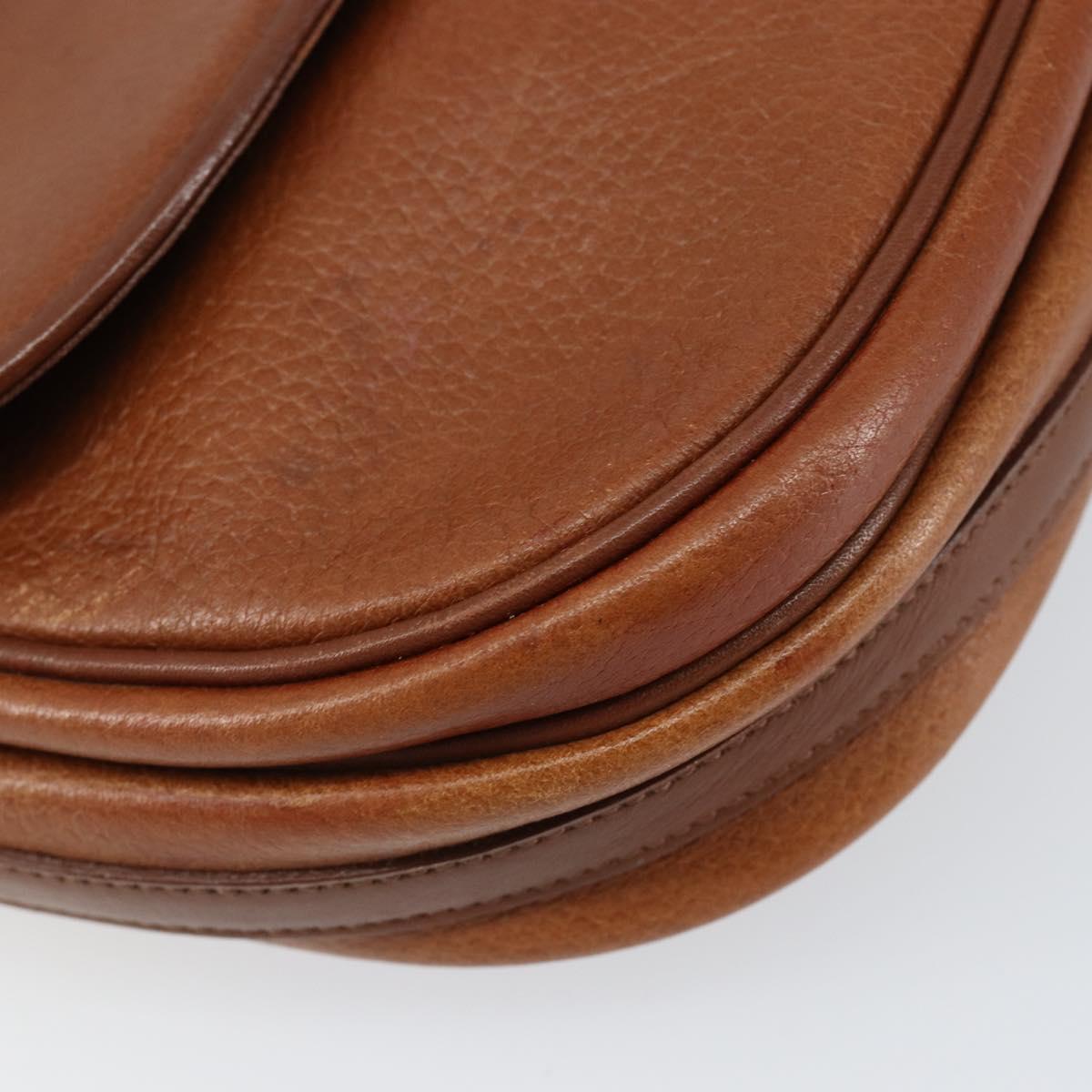 Burberrys Shoulder Bag Leather Gold Brown Auth ep11513