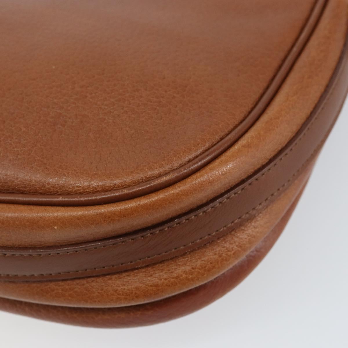 Burberrys Shoulder Bag Leather Gold Brown Auth ep11513