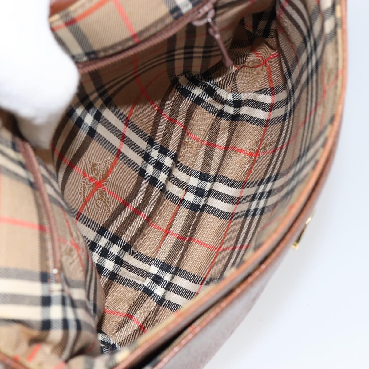 Burberrys Shoulder Bag Leather Gold Brown Auth ep11513