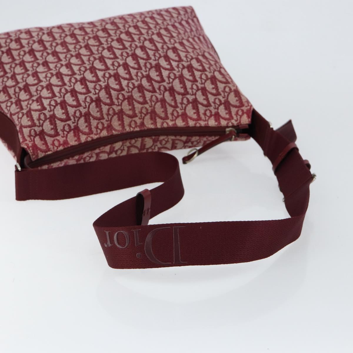 Christian Dior Trotter Canvas Shoulder Bag Red Silver Auth ep11517