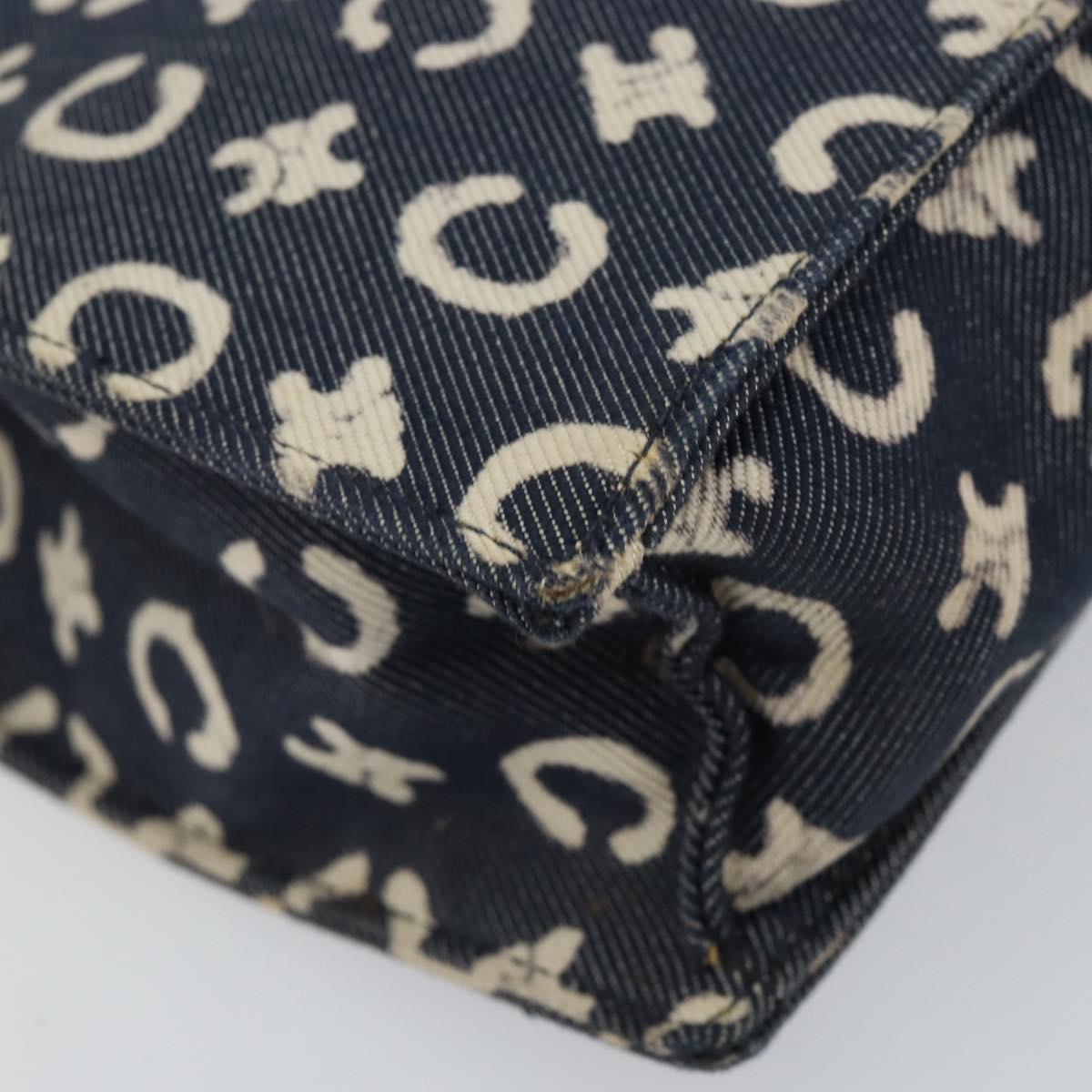 CELINE C Macadam Canvas Hand Bag Denim Blue Silver Auth ep11519