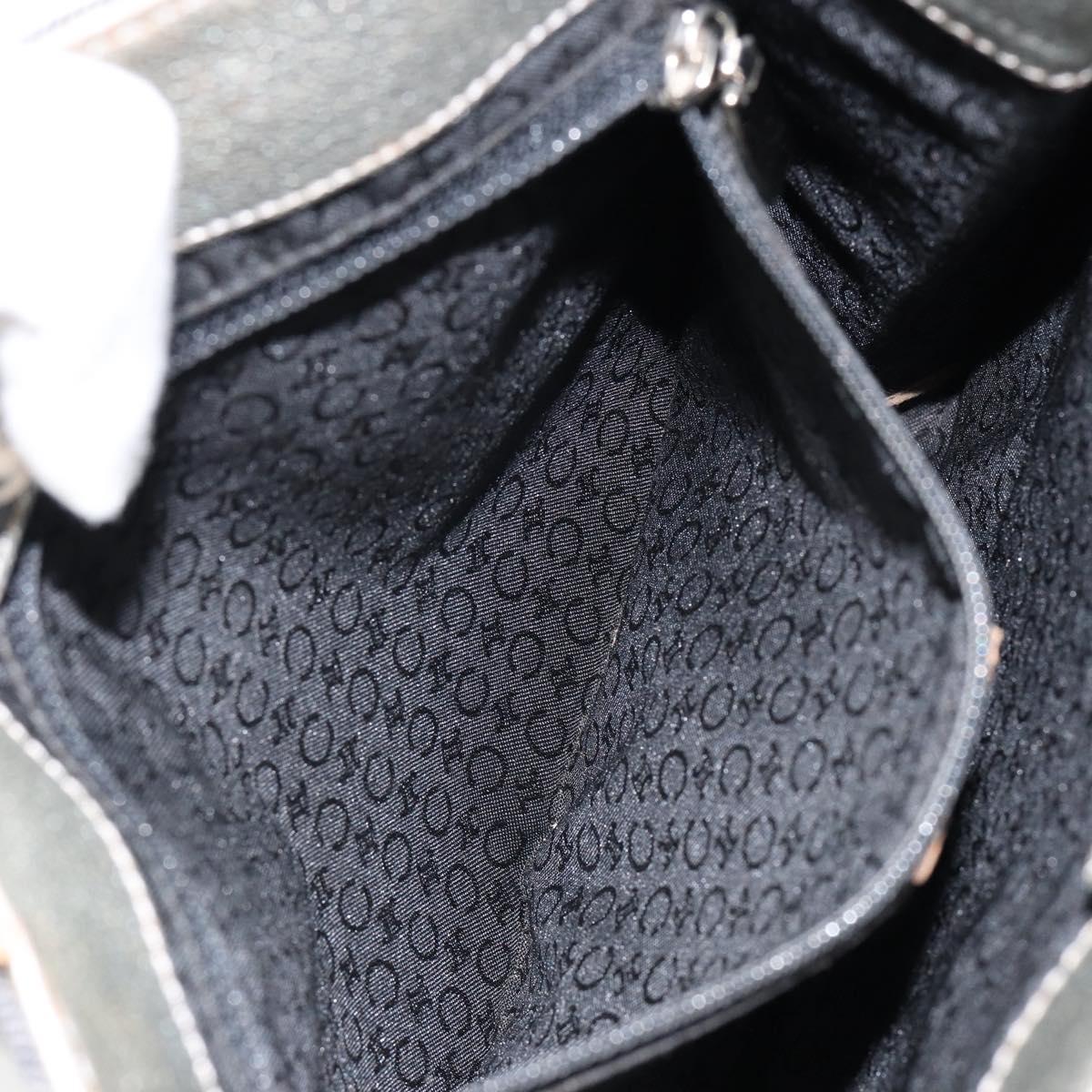 CELINE C Macadam Canvas Hand Bag Denim Blue Silver Auth ep11519