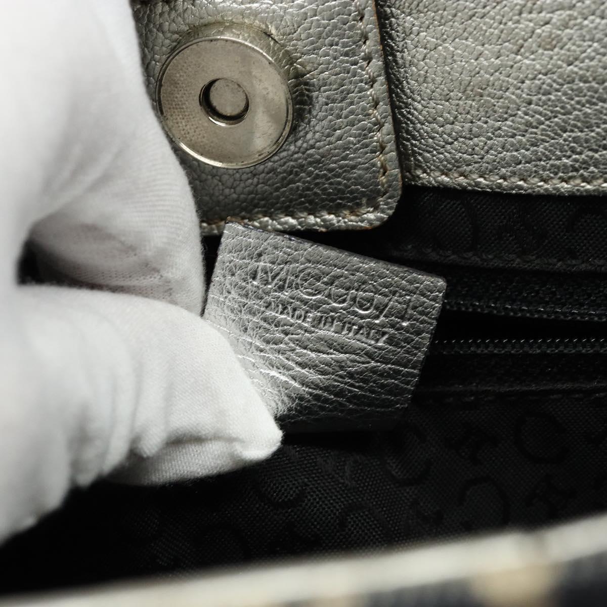 CELINE C Macadam Canvas Hand Bag Denim Blue Silver Auth ep11519