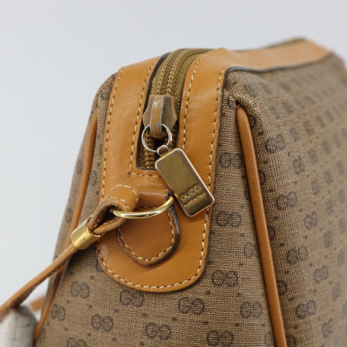 GUCCI Micro GG Supreme Shoulder Bag PVC Beige Gold Auth ep11521