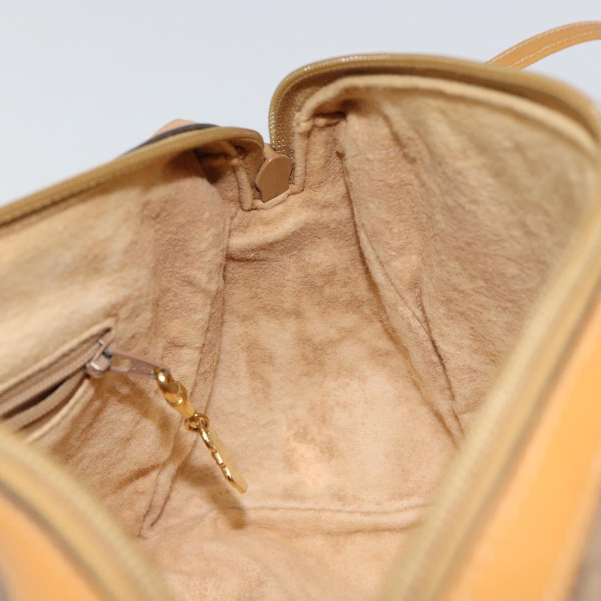 GUCCI Micro GG Supreme Shoulder Bag PVC Beige Gold Auth ep11521