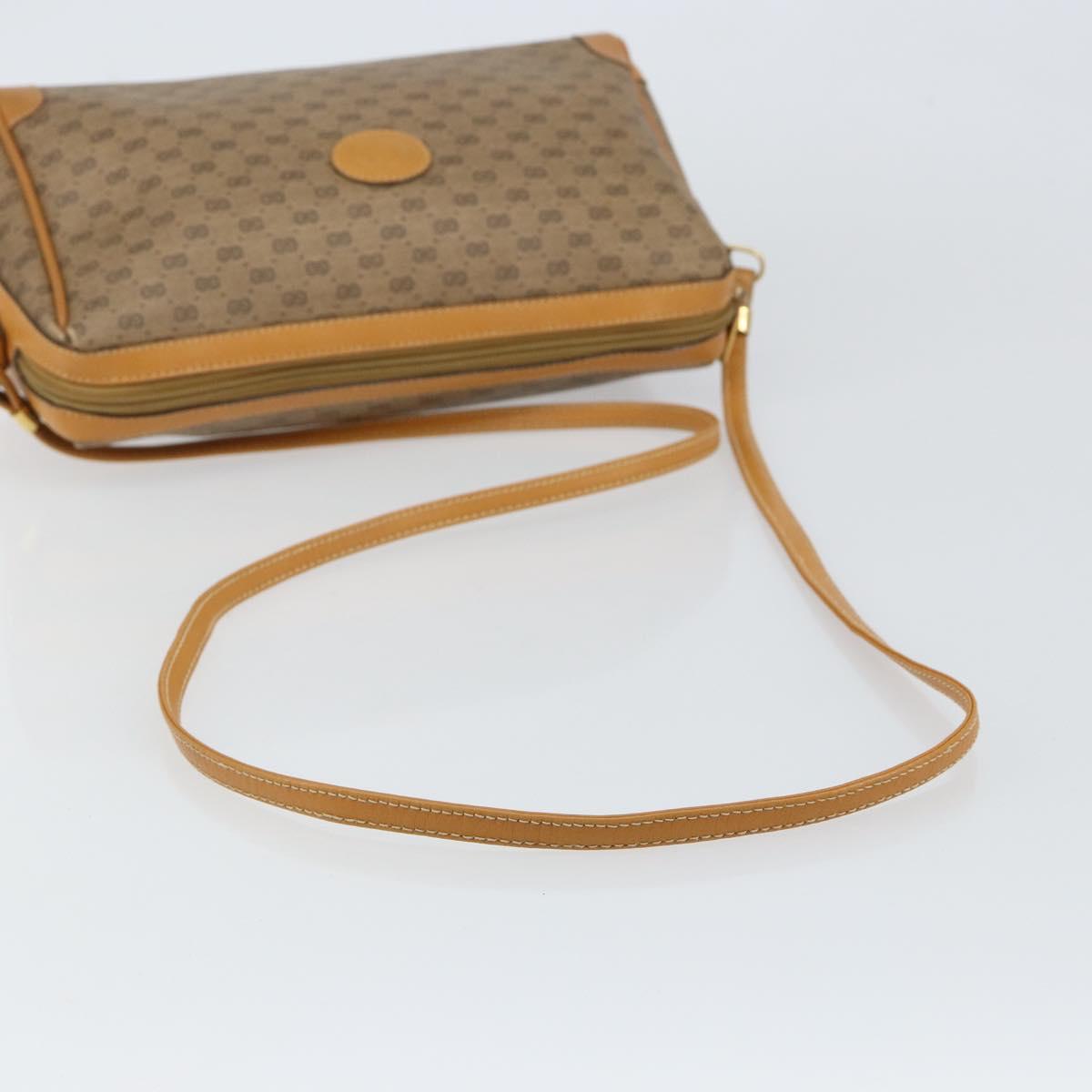 GUCCI Micro GG Supreme Shoulder Bag PVC Beige Gold Auth ep11521
