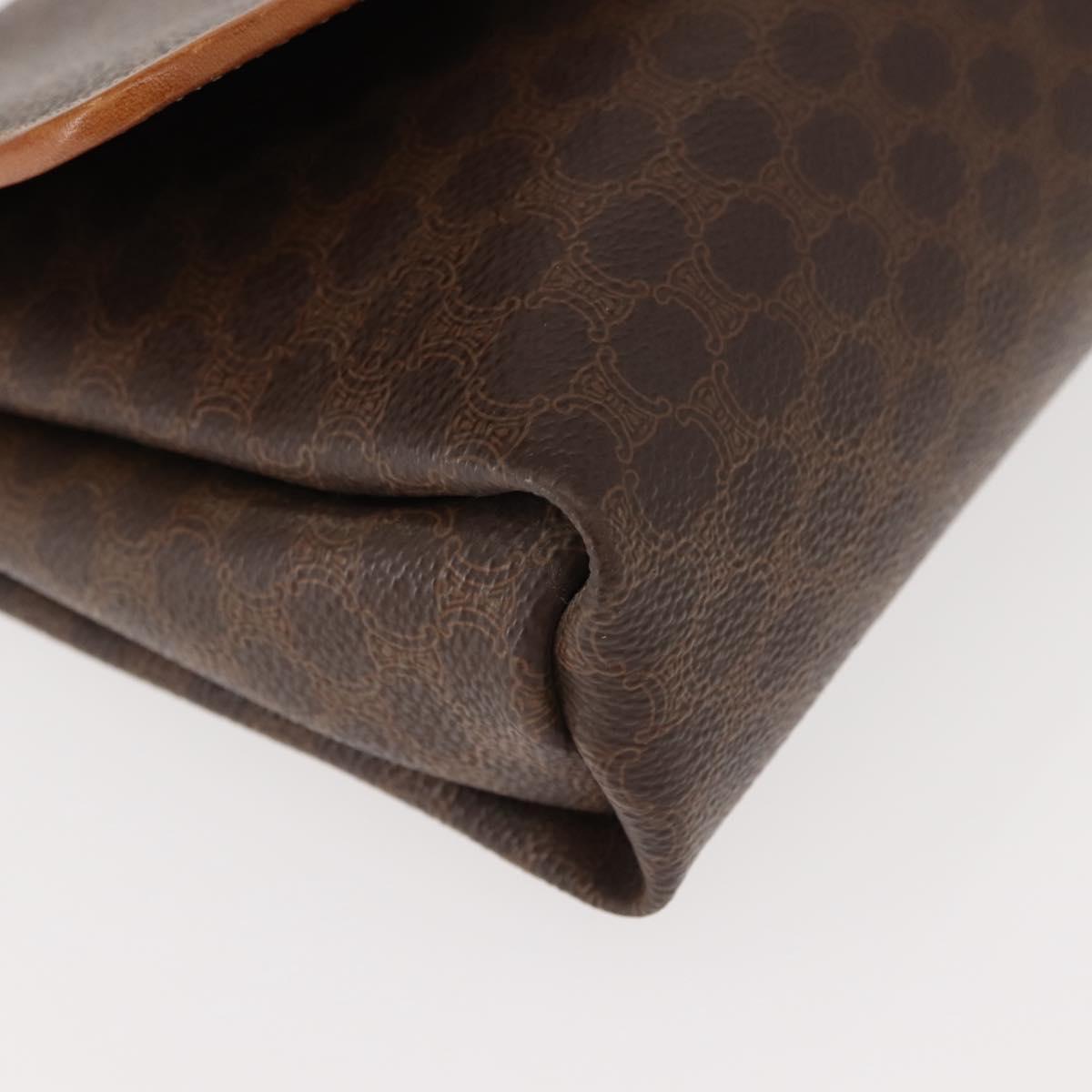 CELINE Macadam Canvas Shoulder Bag PVC Brown Gold Auth ep11522