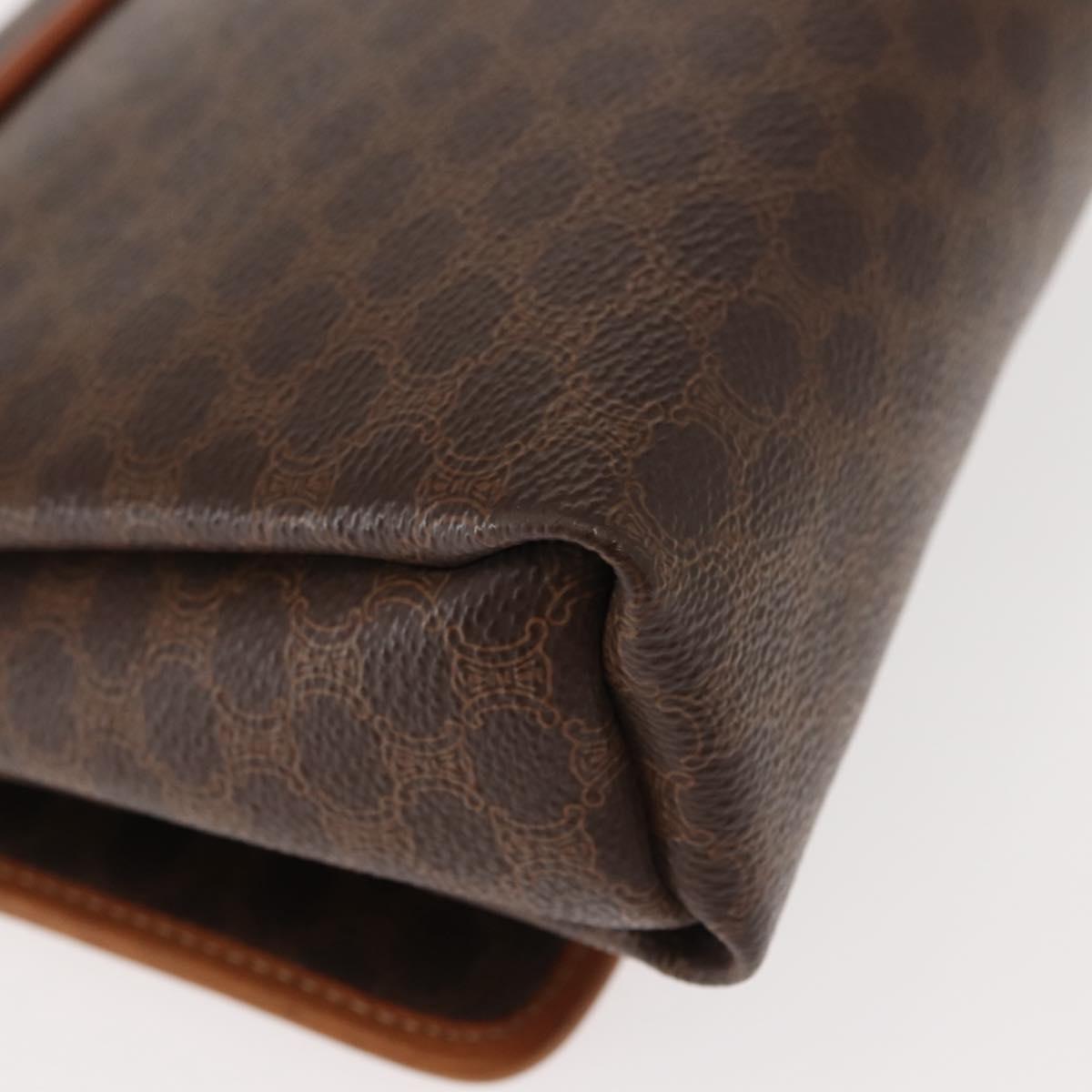 CELINE Macadam Canvas Shoulder Bag PVC Brown Gold Auth ep11522