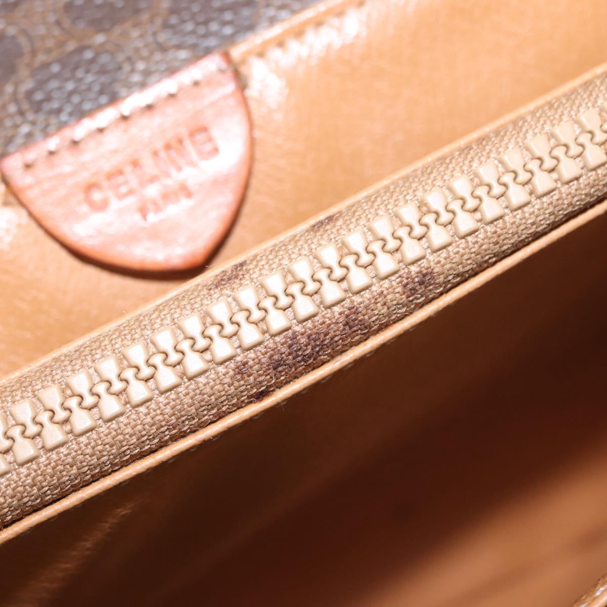 CELINE Macadam Canvas Shoulder Bag PVC Brown Gold Auth ep11522