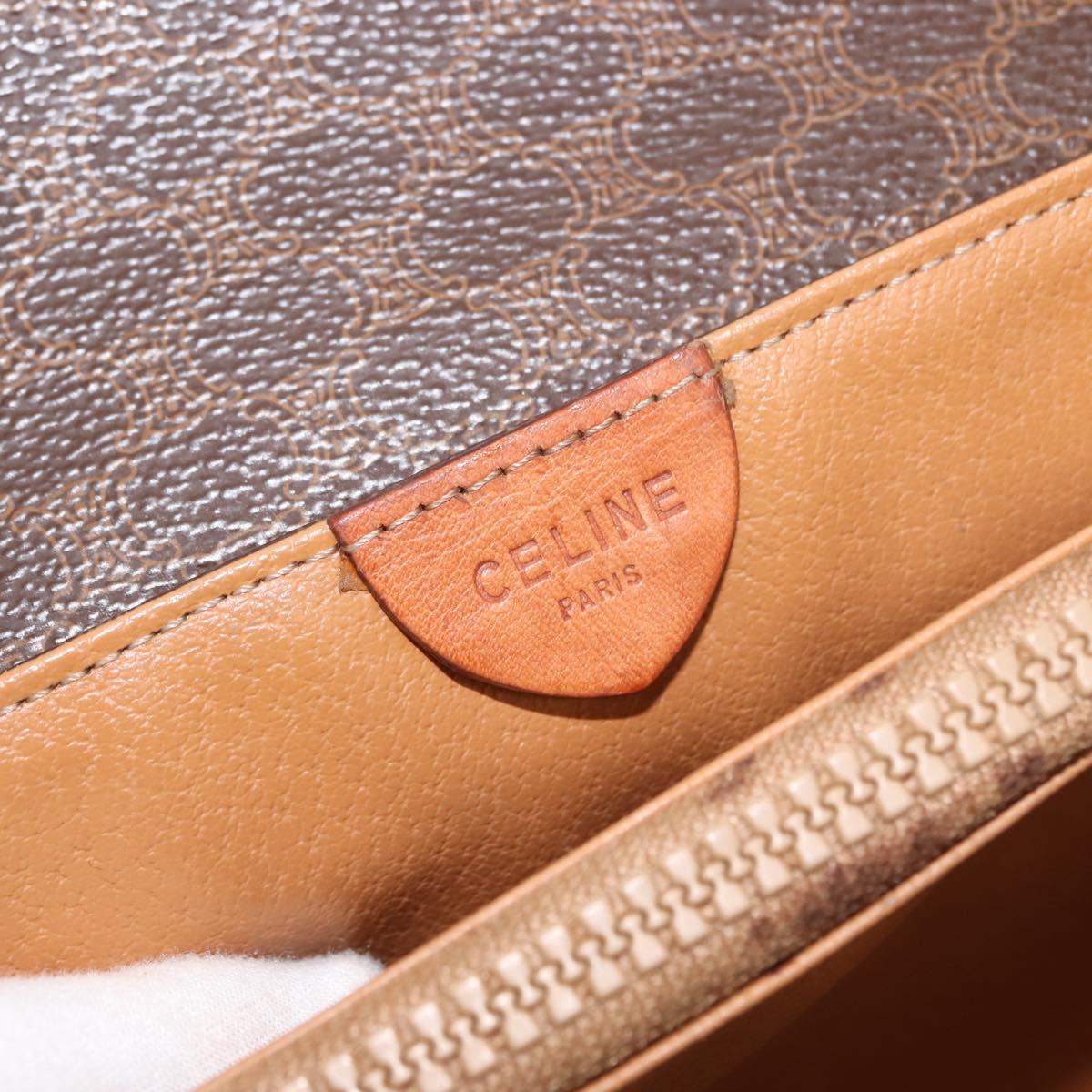 CELINE Macadam Canvas Shoulder Bag PVC Brown Gold Auth ep11522