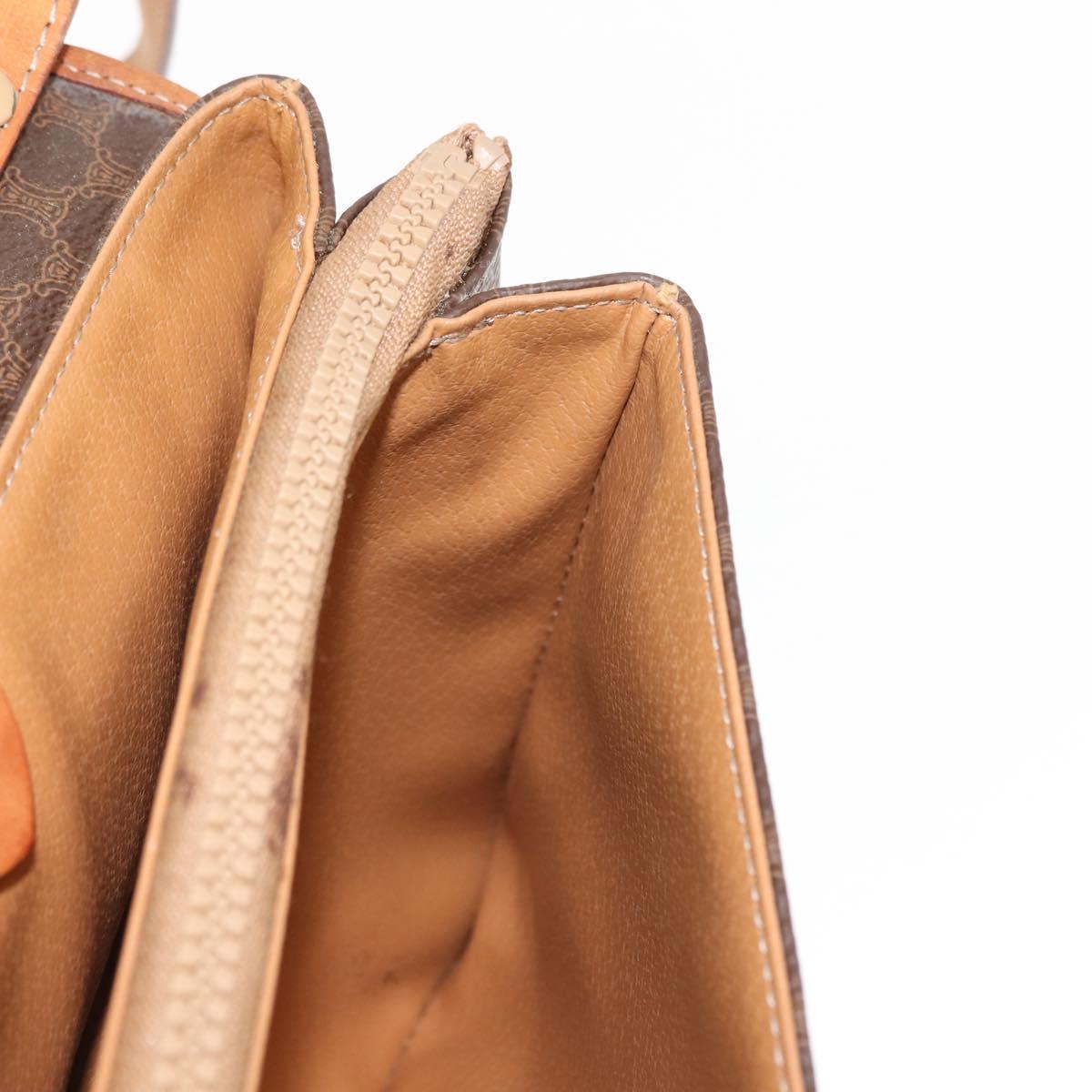 CELINE Macadam Canvas Shoulder Bag PVC Brown Gold Auth ep11522