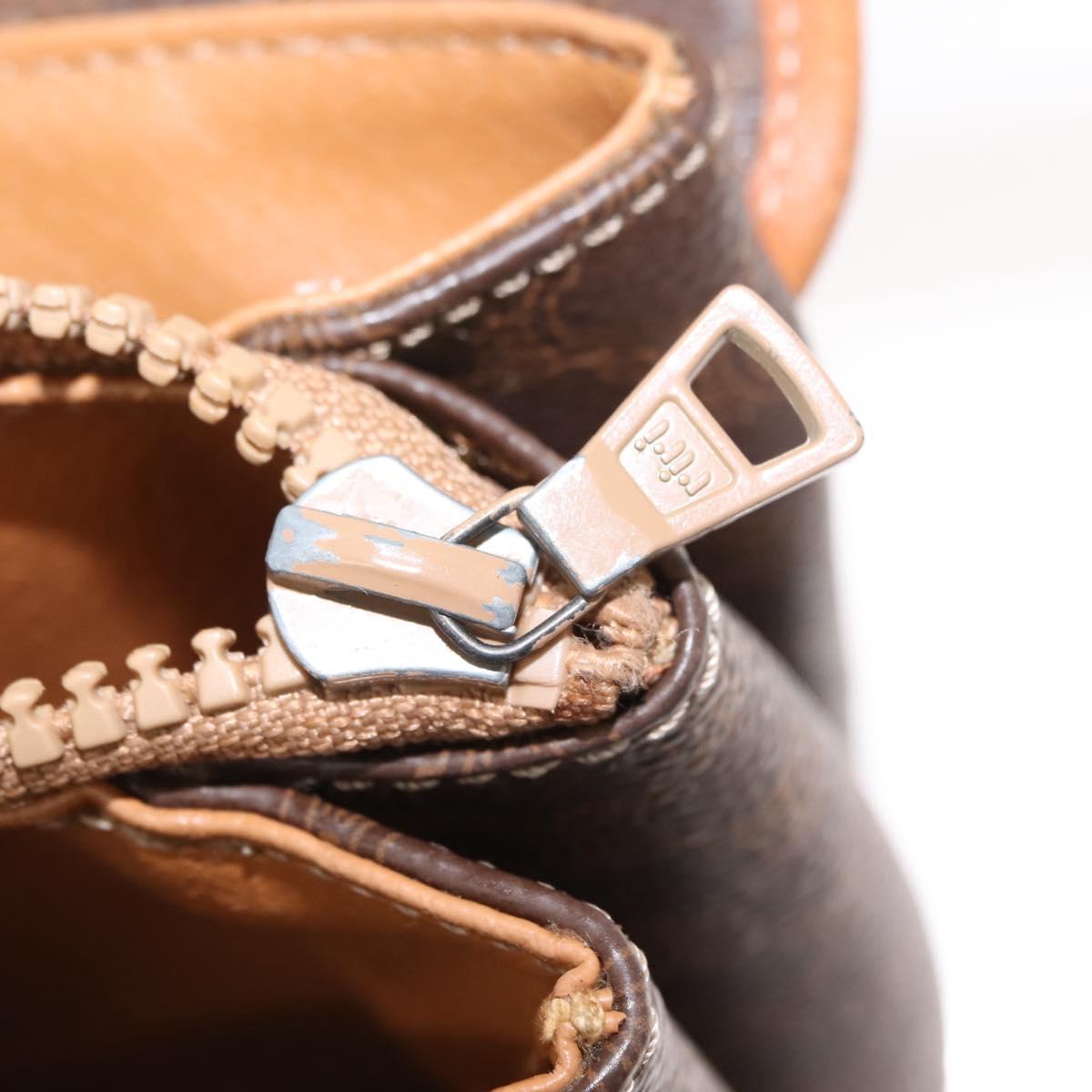 CELINE Macadam Canvas Shoulder Bag PVC Brown Gold Auth ep11522