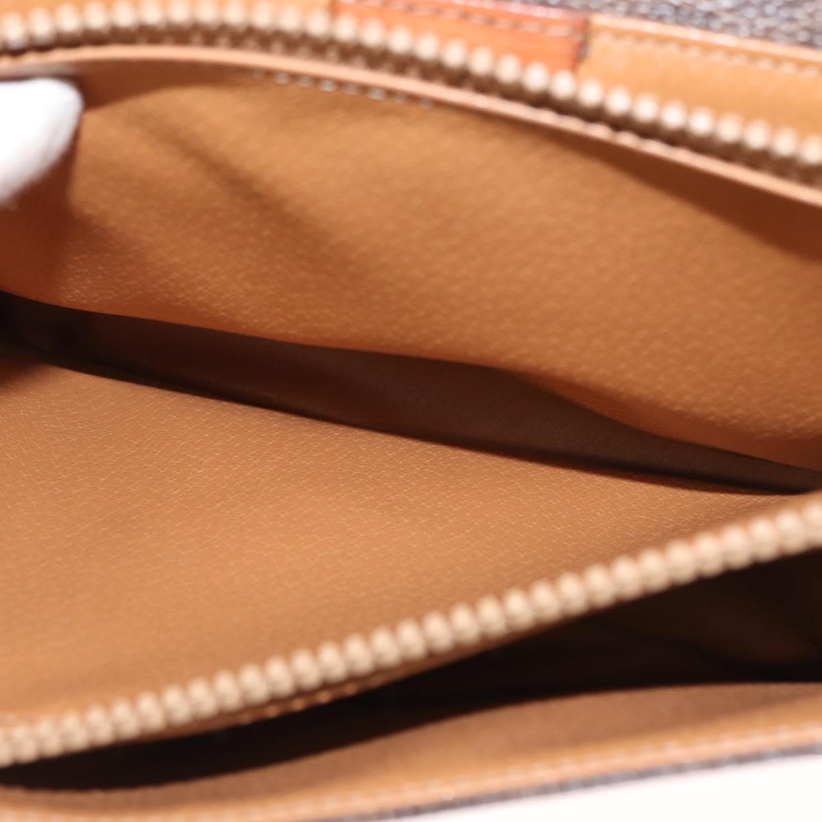 CELINE Macadam Canvas Shoulder Bag PVC Brown Gold Auth ep11522