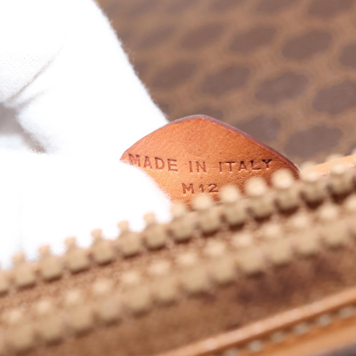 CELINE Macadam Canvas Shoulder Bag PVC Brown Gold Auth ep11522