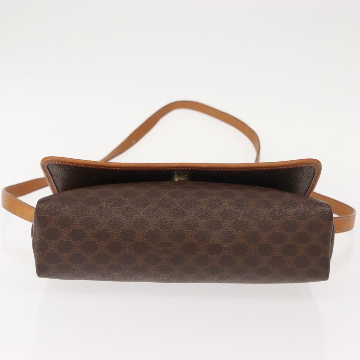 CELINE Macadam Canvas Shoulder Bag PVC Brown Gold Auth ep11522