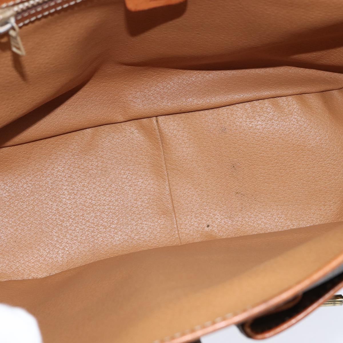 CELINE Macadam Canvas Shoulder Bag PVC Leather Brown Gold Auth ep11523