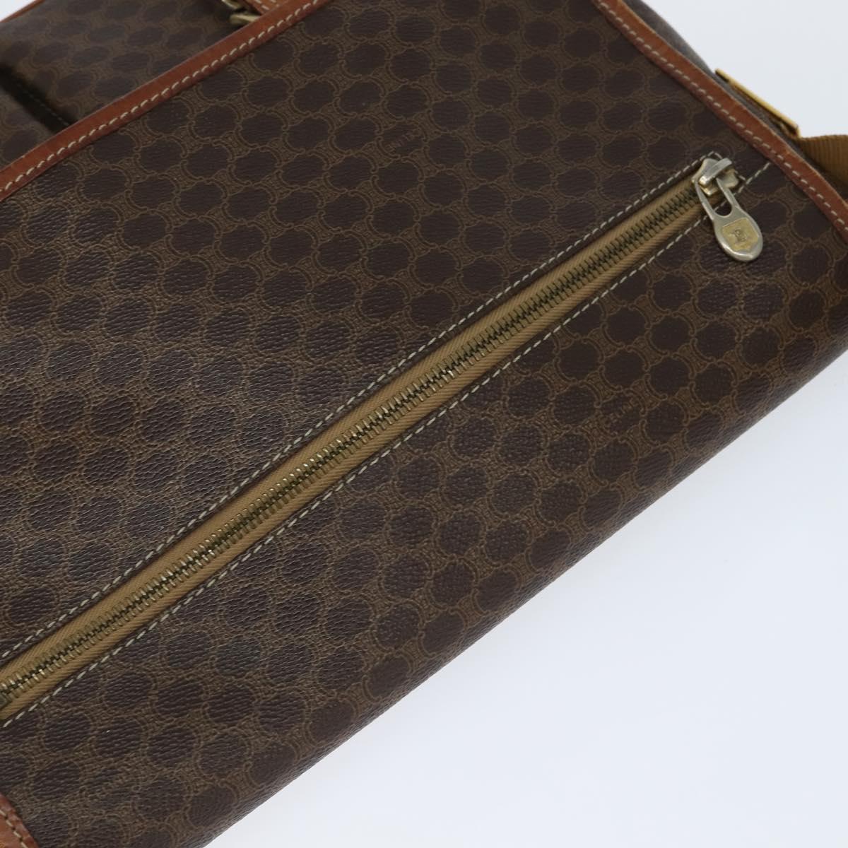 CELINE Macadam Canvas Shoulder Bag PVC Leather Brown Gold Auth ep11523