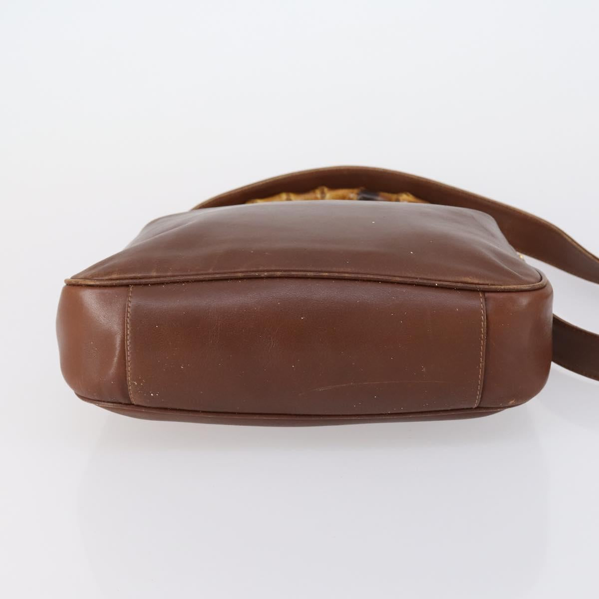GUCCI Bamboo Hand Bag Leather 2way Brown Gold 001 1014 1638 Auth ep11526