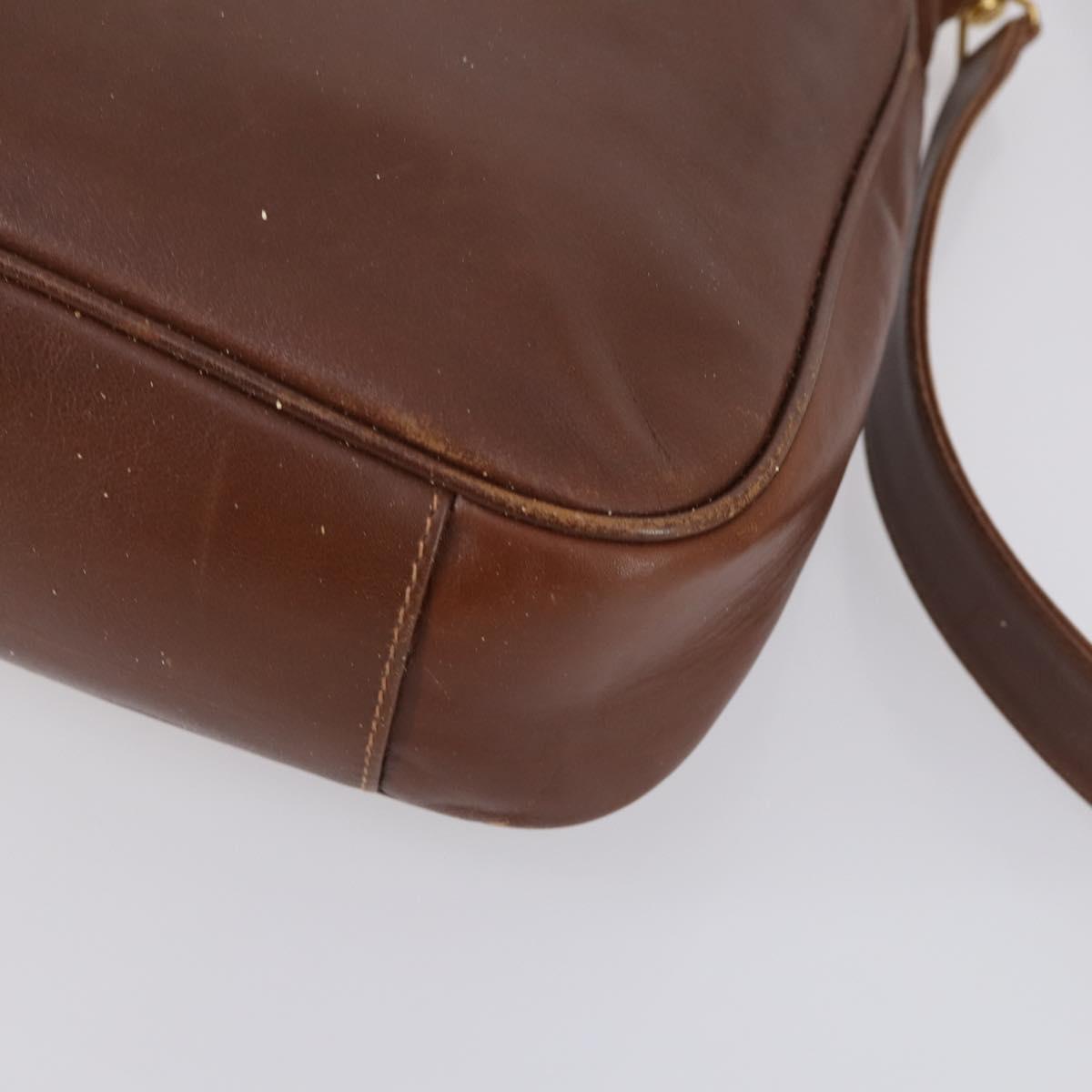 GUCCI Bamboo Hand Bag Leather 2way Brown Gold 001 1014 1638 Auth ep11526