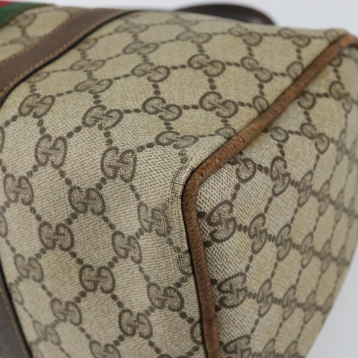 GUCCI GG Supreme Web Sherry Line Bag PVC Beige Gold 012 3842 58 Auth ep11528