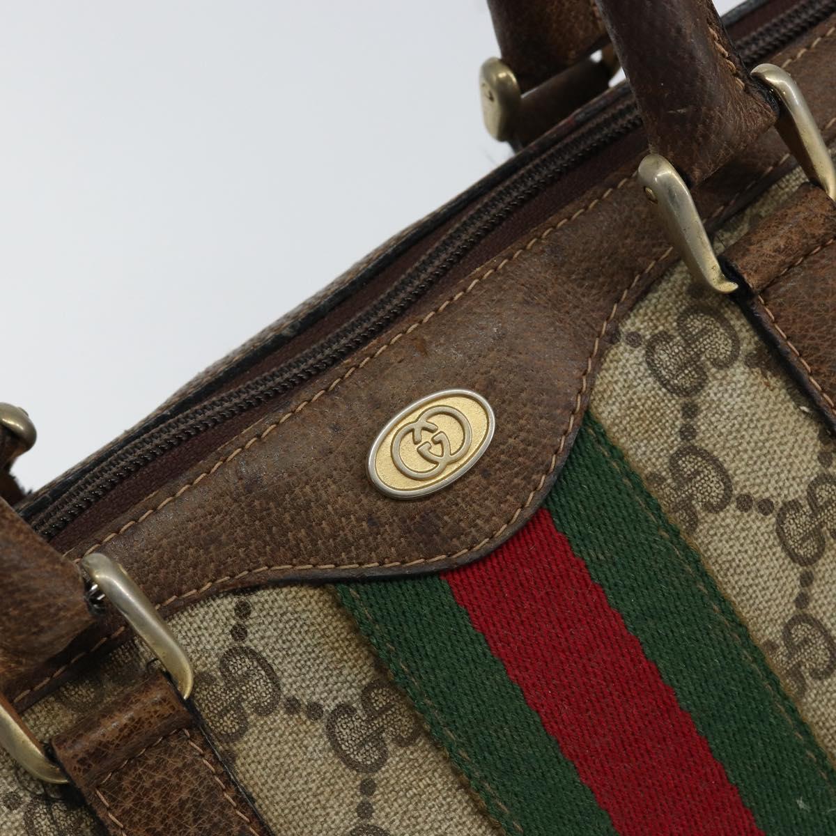 GUCCI GG Supreme Web Sherry Line Bag PVC Beige Gold 012 3842 58 Auth ep11528