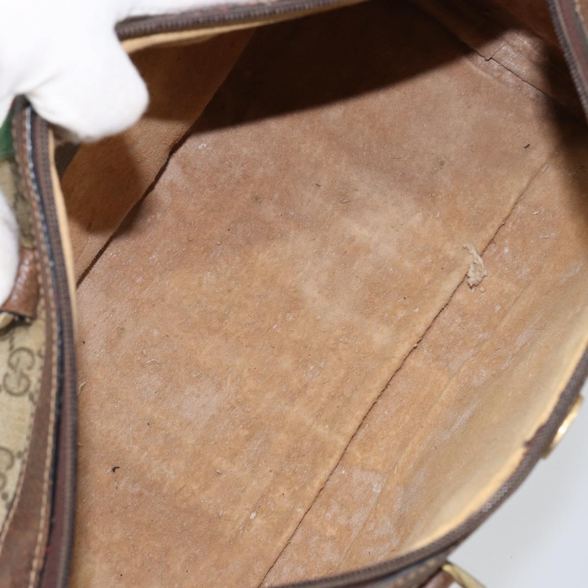 GUCCI GG Supreme Web Sherry Line Bag PVC Beige Gold 012 3842 58 Auth ep11528