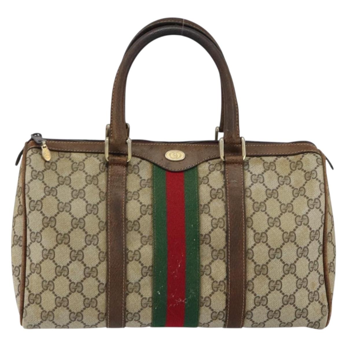 GUCCI GG Supreme Web Sherry Line Bag PVC Beige Gold 012 3842 58 Auth ep11528