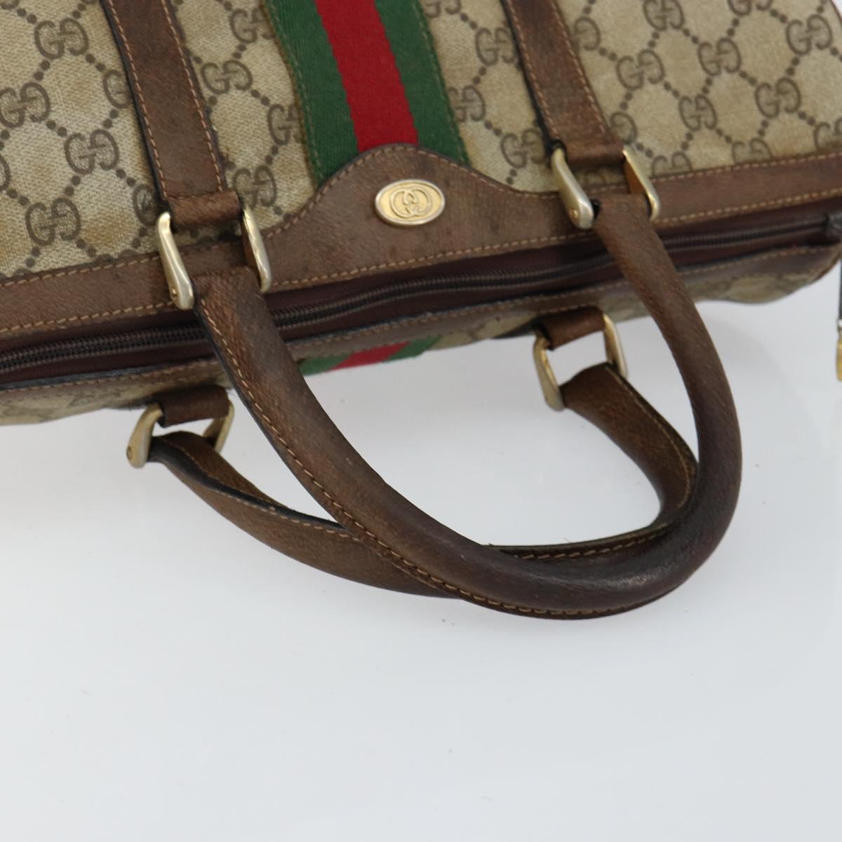 GUCCI GG Supreme Web Sherry Line Bag PVC Beige Gold 012 3842 58 Auth ep11528
