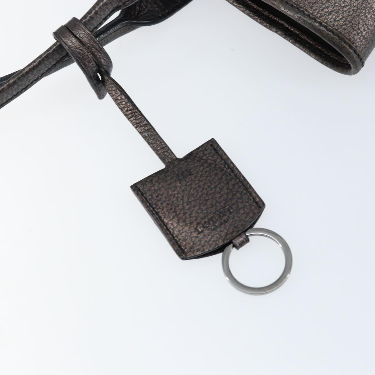 LOEWE Hand Bag Leather Black Auth ep11530